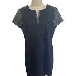 TALBOTS Women's Size 6 Black Dress with Faux Leather Accents FLAWED